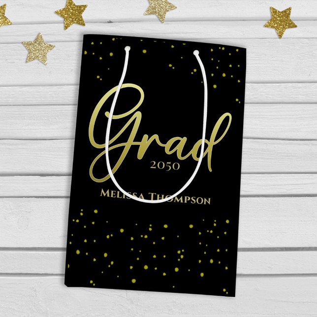 Graduate Gold Script Black Medium Grad Gift Bag (Creator Uploaded)