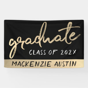 Graduate Gold Script Classy Brush with Year Banner