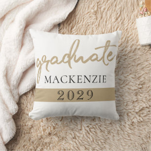 Graduate Gold Script   Elegant Hand-Lettered Brush Throw Pillow