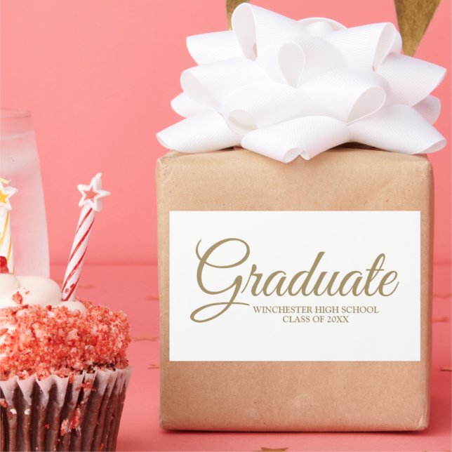 Graduate gold script school class year elegant sticker (Party)