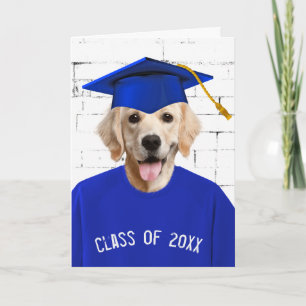 Graduate Golden Retriever with Blue Cap Card