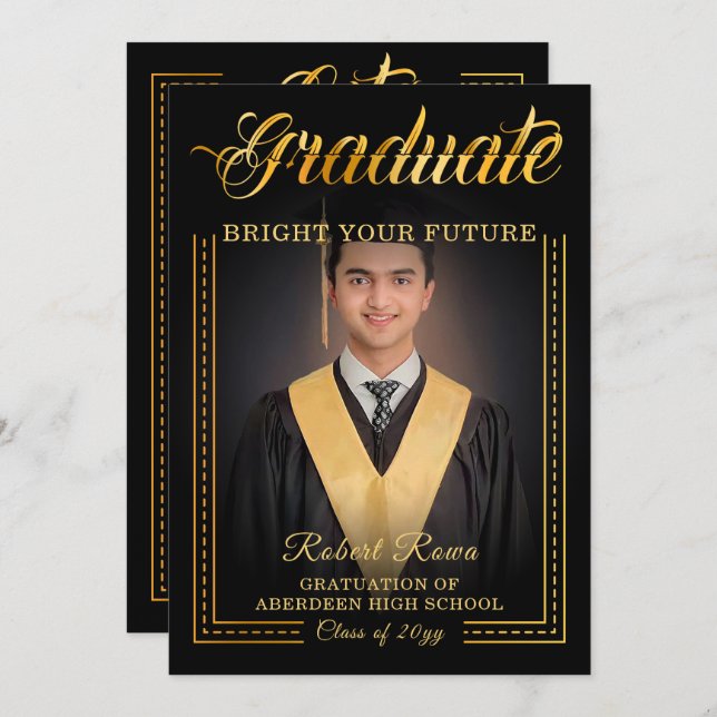 Graduate. Golden touch Brighten your future Invitation (Front/Back)