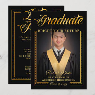 Graduate. Golden touch Brighten your future Invitation