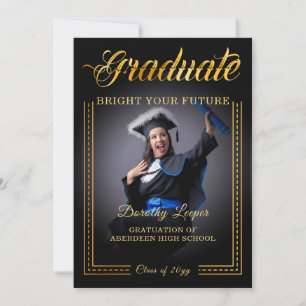 Graduate. Golden touch Brighten your future Invitation