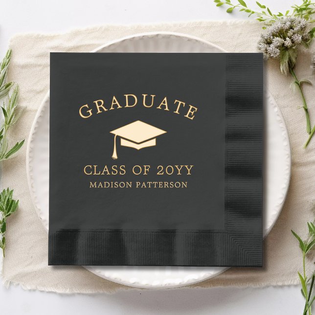 Graduate Grad Cap Personalized Graduation Class Of Foil Napkins (Creator Uploaded)