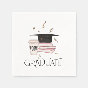 Graduate Graduation Cap Books Coffee Napkin