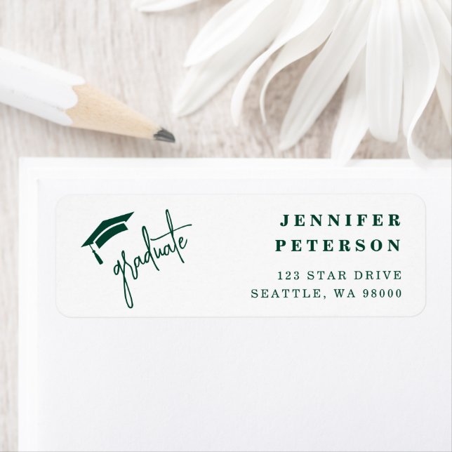 Graduate Graduation Cap Green Return Address (Insitu)