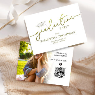 Graduate Graduation Cap Photo Party QR Code  Business Card