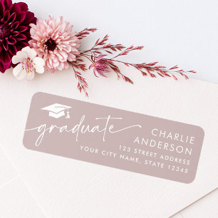 Graduate graduation cap rose taupe return address