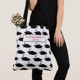 Graduate Graduation Class Cap Pattern Personalize Tote Bag