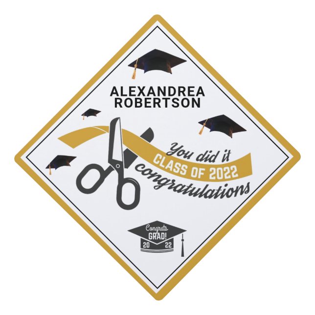 Graduate Graduation Class of 2022 Personalize Graduation Cap Topper (Front)