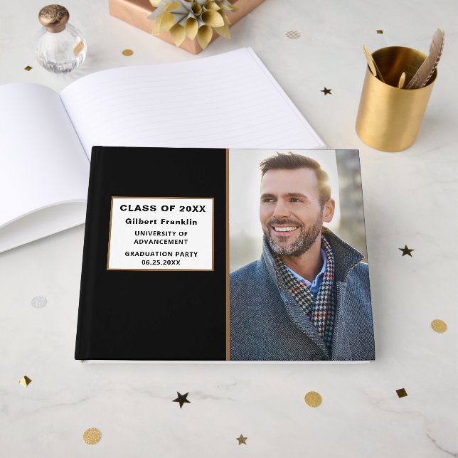 Graduate Graduation Class Party Photo Personalize Guest Book (Front Open)