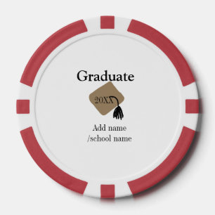 Graduate graduation congrats add name school year poker chips