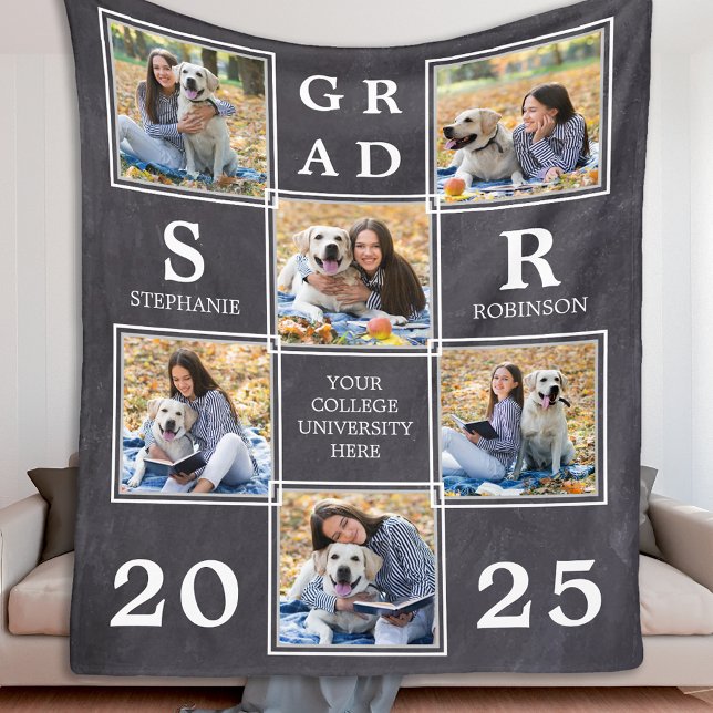 Graduate Graduation Keepsake Unique Photo Collage Fleece Blanket (Creator Uploaded)