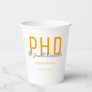 Graduate Graduation Orange PhD Party Paper Cups
