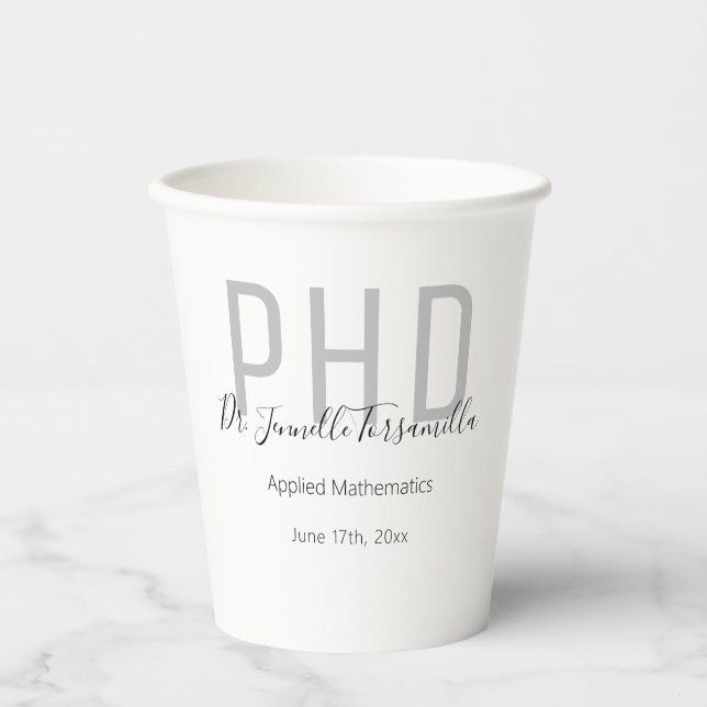 Graduate Graduation PhD Party Paper Cups (Front)