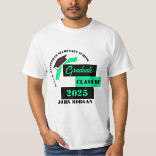 Graduate Green Black White Graduation T-Shirt