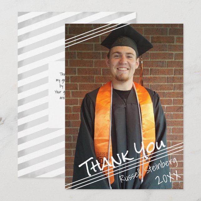 Graduate Hand Lettered Thank You | One Photo (Front/Back)