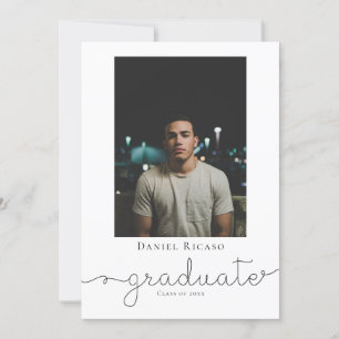 Graduate Handwritten Brush Strokes Personalized Announcement