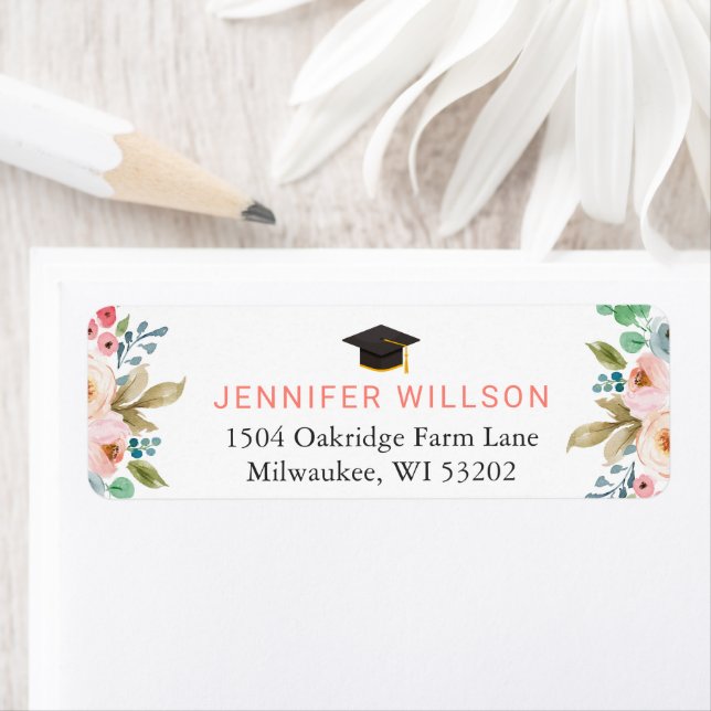 Graduate Hat Graduation Watercolor Chic Floral (Insitu)