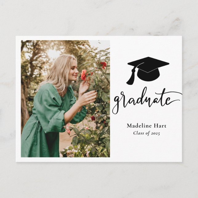 Graduate Hat | Save The Date Grad Photo Collage Postcard (Front)