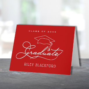 Graduate Hat Scarlet Note Card