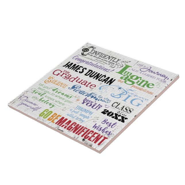 Graduate Inspirational Sayings Personalized Tile (Side)