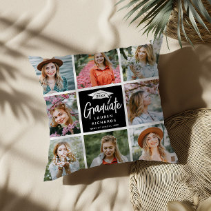 Graduate Keepsake 8 Photo Collage & Quote Gift Throw Pillow