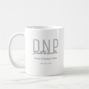 Graduate Keepsake Black Gray Name Degree DNP Coffe Coffee Mug