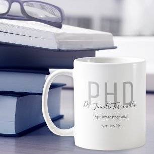 Graduate Keepsake Black Grey Name Degree PhD Coffee Mug