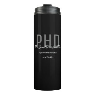 Graduate Keepsake Black Grey Name Degree PhD Thermal Tumbler