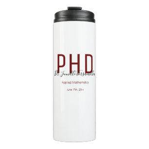 Graduate Keepsake Burgundy Black Name Degree PhD Thermal Tumbler