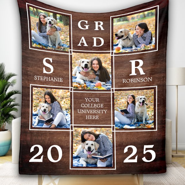 Graduate Keepsake Graduation Unique Photo Collage Fleece Blanket (Creator Uploaded)