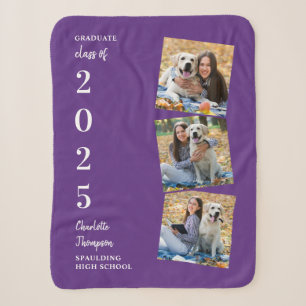 Graduate Keepsake Personalized Photos Purple Sherpa Blanket