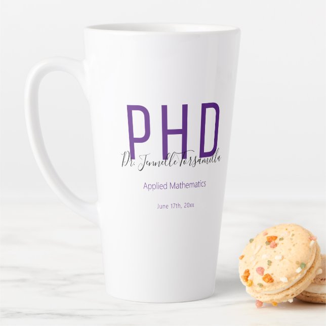 Graduate Keepsake Purple Name Degree PhD Latte Mug (In Situ)
