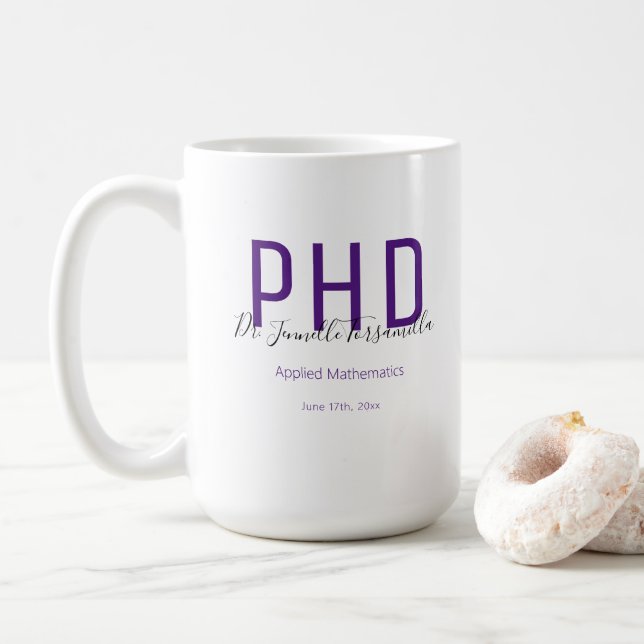 Graduate Keepsaké Purple Nom PhD Coffee Mug (Avec donut)