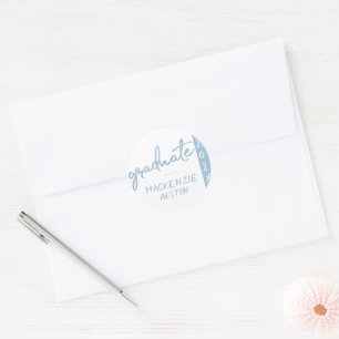 Graduate Light Blue   Robin Egg Brush Script Classic Round Sticker