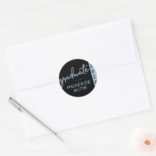 Graduate Light Blue Script   Robin Egg Brush Classic Round Sticker