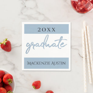 Graduate Light Blue Script Robin Egg Brush Napkin