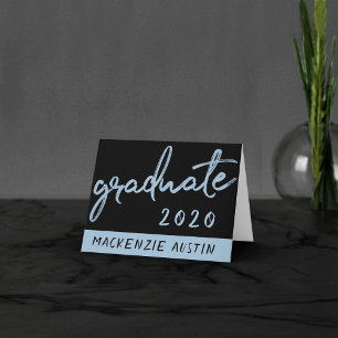 Graduate Light Blue Script   Robin Egg Brush Thank You Card