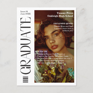 Graduate Magazine Cover Photo Graduation Party Announcement Postcard