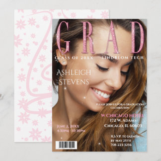 Graduate Magazine Cover Photo Graduation Party  Invitation