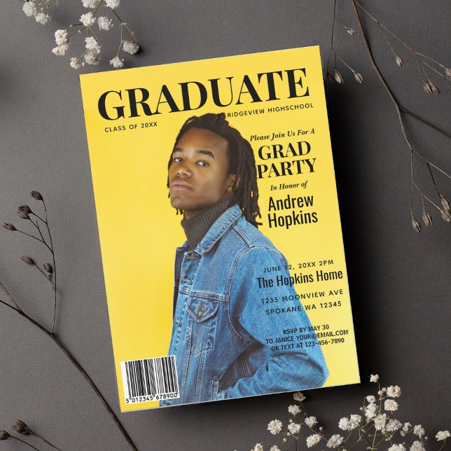 Graduate Magazine Cover Photo Graduation Party Invitation (Creator Uploaded)