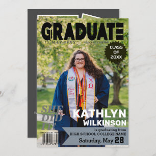 GRADUATE Magazine Cover Style Modern 5 Photo  Announcement