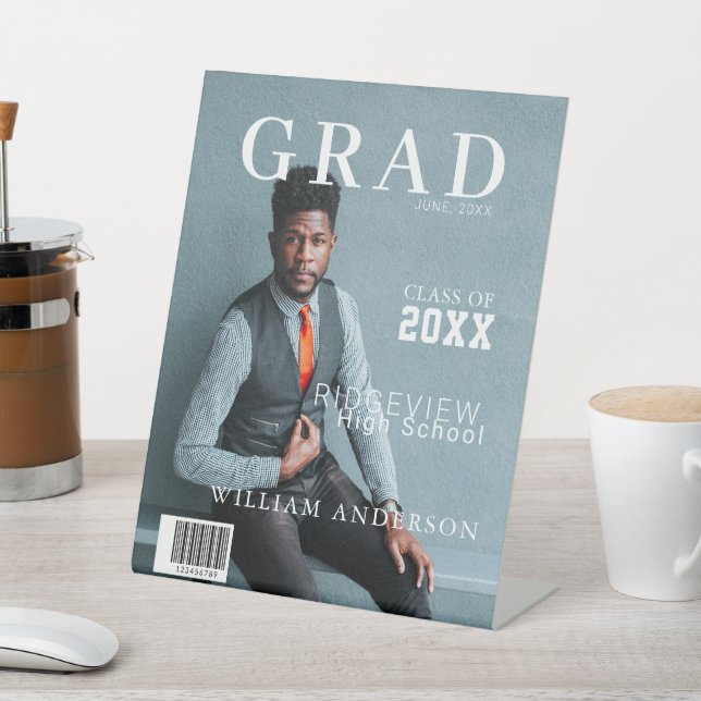 Graduate Magazine Photo Graduation Welcome Pedestal Sign (In SItu)