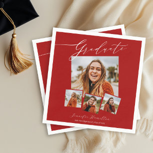 Graduate Minimalist Photo Grad Party Napkin