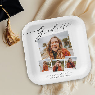 Graduate Minimalist  Photo Grad Party  Paper Plate