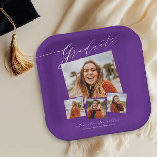 Graduate Minimalist Photo Grad Party Paper Plate