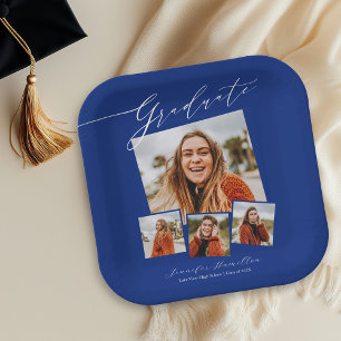Graduate Minimalist Photo Grad Party Paper Plate