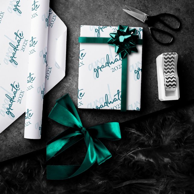 Graduate Mint Green | Playful Sage Trendy Script Wrapping Paper (Creator Uploaded)